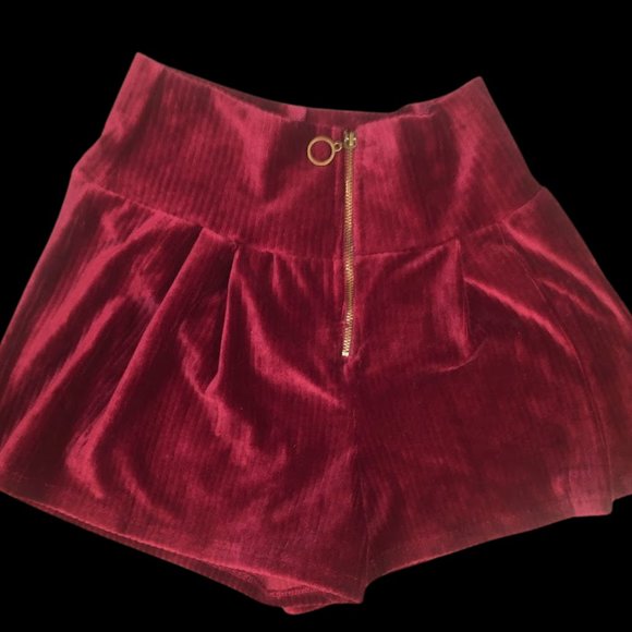 Bozzolo Pants - BOZZOLO RED WINE VELVET SHORTS